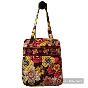 Vera Bradley Tote Brown Pink Alice Loves Me Floral Buttercup Retired Print Bag